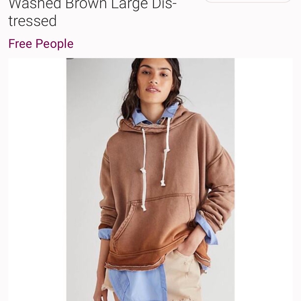 Free People Washed Brown Hoodie